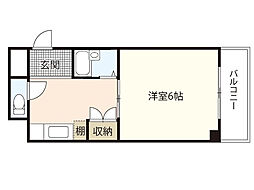 広島電鉄8系統 横川一丁目駅 徒歩2分の賃貸マンション 5階1Kの間取り