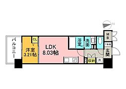 広島電鉄5系統 比治山橋駅 徒歩6分の賃貸マンション 9階1LDKの間取り