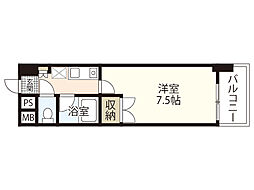 広島電鉄8系統 横川一丁目駅 徒歩5分の賃貸マンション 6階1Kの間取り