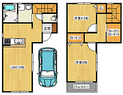 JR芸備線 矢賀駅 徒歩18分の賃貸一戸建て 1階2LDKの間取り