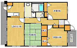 JR可部線 古市橋駅 徒歩5分の賃貸マンション 3階3LDKの間取り