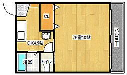 広島高速交通アストラムライン 不動院前駅 徒歩6分の賃貸マンション 2階1DKの間取り