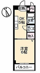 JR山陽本線 向洋駅 徒歩5分の賃貸マンション 3階1DKの間取り