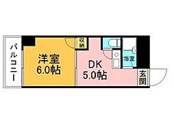 広島電鉄5系統 比治山下駅 徒歩12分の賃貸マンション 6階1DKの間取り