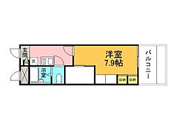 広島電鉄1系統 鷹野橋駅 徒歩7分の賃貸マンション 15階1Kの間取り
