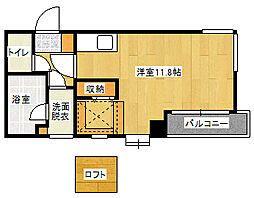 広島高速交通アストラムライン 牛田駅 徒歩14分の賃貸マンション 2階ワンルームの間取り