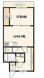 JR芸備線 安芸矢口駅 徒歩18分の賃貸マンション 2階1LDKの間取り