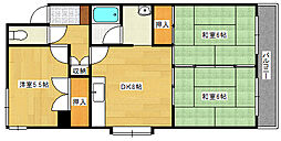 広島高速交通アストラムライン 古市駅 徒歩15分の賃貸マンション 3階2LDKの間取り