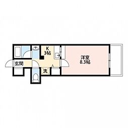 JR山陽本線 横川駅 徒歩6分の賃貸マンション 4階1Kの間取り