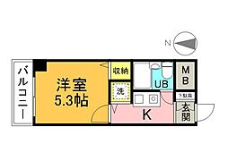 広島電鉄8系統 舟入川口町駅 徒歩4分の賃貸マンション 6階1Kの間取り