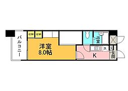 広島電鉄1系統 鷹野橋駅 徒歩7分の賃貸マンション 4階1Kの間取り