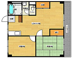 JR山陽本線 向洋駅 徒歩22分の賃貸マンション 4階2LDKの間取り