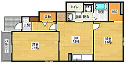 JR可部線 安芸長束駅 徒歩33分の賃貸アパート 1階2DKの間取り