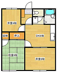 JR山陽本線 向洋駅 徒歩22分の賃貸アパート 1階3DKの間取り