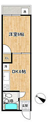 第5光ビル 1DKの間取図画像