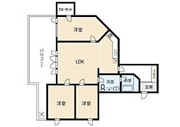 JR可部線 三滝駅 徒歩4分の賃貸マンション 3階3LDKの間取り