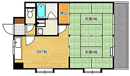 広島電鉄8系統 舟入南駅 徒歩15分の賃貸マンション 6階2DKの間取り