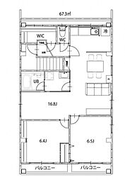 広島電鉄2系統 十日市町駅 徒歩3分の賃貸マンション 5階2LDKの間取り