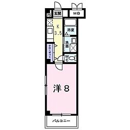 JR呉線 矢野駅 徒歩18分の賃貸マンション 3階1Kの間取り