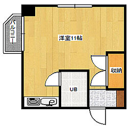 広島電鉄8系統 舟入本町駅 徒歩8分の賃貸マンション 4階ワンルームの間取り