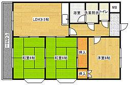 JR可部線 下祇園駅 徒歩8分の賃貸アパート 3階3DKの間取り