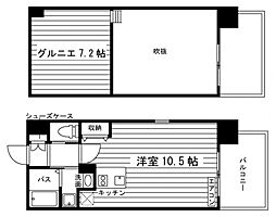 グランエターナ岡山3 ワンルームの間取図画像