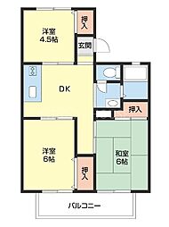 エル布施屋 2階3DKの間取り