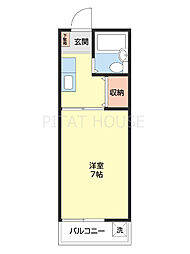 レジデンス小松原 2階1Kの間取り