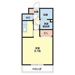 リヴェール 1階1Kの間取り