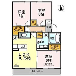 コリド黒田　B棟 3階3LDKの間取り