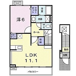 ペスカ・砂山 2階1LDKの間取り