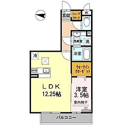 sereno 黒田（セレーノ クロダ） 1階1LDKの間取り