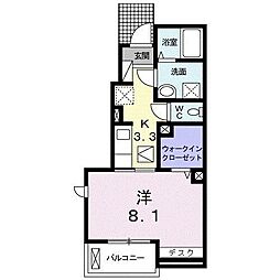 エクレール三宅　II 1階1Kの間取り