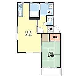 フレグランス築港 2階1LDKの間取り