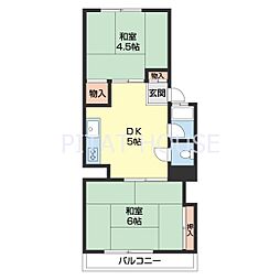 JR紀勢本線 紀三井寺駅 3.6kmの賃貸マンション 1階2DKの間取り