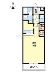 ルーチェ秋月 2階ワンルームの間取り