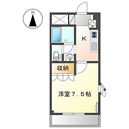 ゼン・アムール 2階1Kの間取り