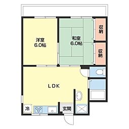 ファミーユ21 2階2DKの間取り