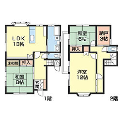 六十谷貸家 1階4SLDKの間取り