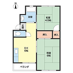 サンワ浜の宮 3階2DKの間取り