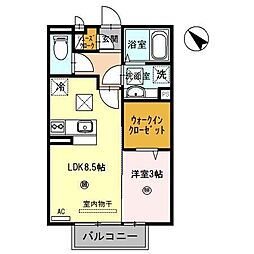 フィオーレ野崎III 1階1LDKの間取り