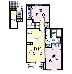 グランデ・フォルテ木ノ本 2階2LDKの間取り