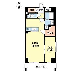 フェリキタス西浜 10階1LDKの間取り