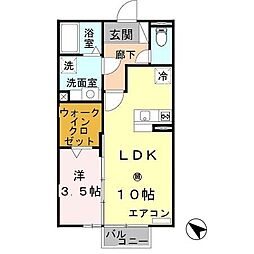 フィオーレ野崎 2階1LDKの間取り