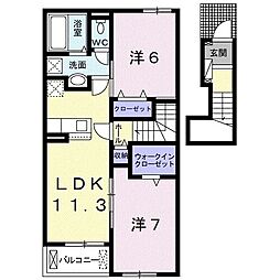 ソラーレ 2階2LDKの間取り