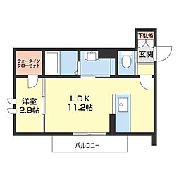 ベレオ鷺ノ森 3階1LDKの間取り