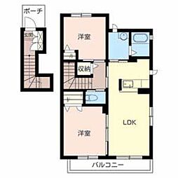 シャーメゾン和歌川 2階2LDKの間取り