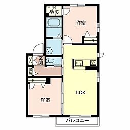 シャーメゾン松江北 201 2階2LDKの間取り