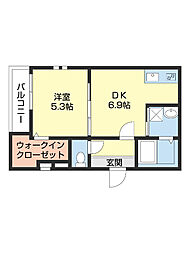 フジパレス北新金屋丁 3階1DKの間取り