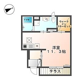 アジャートくろだ 1階ワンルームの間取り